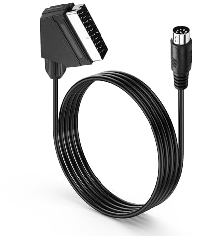 PNGKNYOCN 8 Pin DIN Male to SCART Adapter Cable, HD Video to Audio Conversion Cable, Compatible with Older VCR/DVD/Game Consoles（1M）