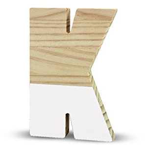 La Lluna La Lluna0208000-K Semilacquered Pine Letter K, White
