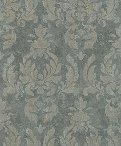 rasch Tapete 467413 aus der Kollektion Vincenza – Vliestapete mit fein skizzierten Ornamenten in Blau-Grau im klassischen Stil – 10,05m x 53cm (L x B)