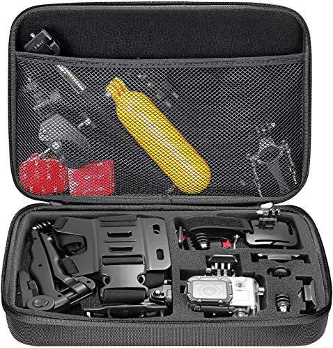 REY Maletín para GoPro Talla L, Cámara Deportiva, Bolsa Estuche Protector Porta Viaje Portátil para Hero 8 MAX 7 6 5 4 Insta360 dji AKASO APEMAN Campark SJCAM