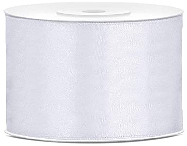 DaLoKu Satinband 6/12/25/38/50/100mm x 25m Geschenkband Schleifenband, Größe: 50mm x 25m, Farbe: Weiß