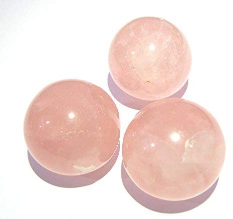 Lot de trois sphères Quartz Rose 24 mm cristal Guérison Reiki Feng Shui Cadeau Énergie Positive Paix Wellness Métaphysiques Pierre précieuse Aura l'amour et l'Vaastu spirituel d'alimentation