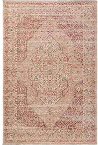 Benuta Flachgewebeteppich Frencie Rosa 80x165 cm - Vintage Teppich im Used-Look, 80 x 165 cm, 4053894807152