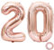 Juland Luftballons 20. Geburtstag XXL Riesen Folienballon Zahl 20 Rose Gold Nummer für Geburtstagsfeierdekorationen - 40-Zoll-Riesen-Jumbo