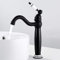 Mezclador lavabo baño clásico vintage grifo alto negro monomando de cerámica floral para lavabo de baño (alto, negro)