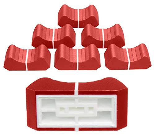 6 x Prof. Faderknopf KIRSCH-ROT 4mm Lever 6 Schiebeknopf Fadercaps Faderkappen Caps für Schiebepotentiometer Schiebepoti Potentiometer Poti