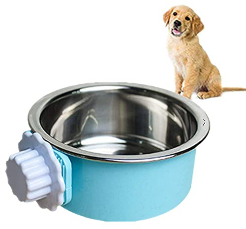 2-in-one dog water bowl cage, crate type water bowl, stainless steel pet hanging bowl, puppy crate water bowl water dispenser, used for cats and dogs and other small animals (small)…