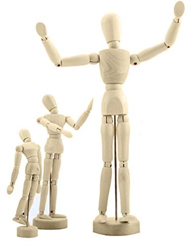 Sweieoni Gliederpuppe Modellpuppe Holzpuppe 3 Stücke Gliederpuppen aus Holz Verstellbare Gelenkpuppe für Schreibtisch-Dekoration als Vorlage zum Zeichnen