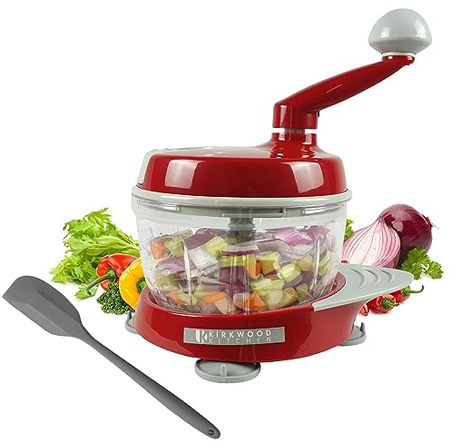 KIRKWOOD KITCHEN - Procesador de alimentos manual multifunción para cocina, picadora de carne, picadora de verduras, cortador giratorio para frutas, hierbas, lechuga, ensalada