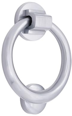 Infinity Decor Victorian Satin Chrome Ring Door Knocker 110mm – Solid Brass Elegant Door Knocker for Front Entrance Door Gate Furniture’s