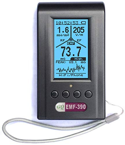 Advanced EMF Meter GQ EMF-390 3-in-1 EMF ELF RF Meter, 5G Cell Tower Smart Meter WiFi Signal Detector RF up to 10GHz with Data Logger and 2.5Ghz Spectrum Analyzer