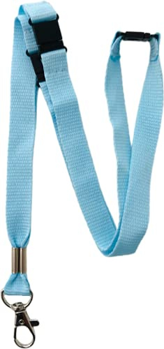 PAC Supplies Global 15 mm buntes Umhängeband mit 3-Punkt-Sicherheitsverschluss (dreifach), hellblau, 1 Lanyard