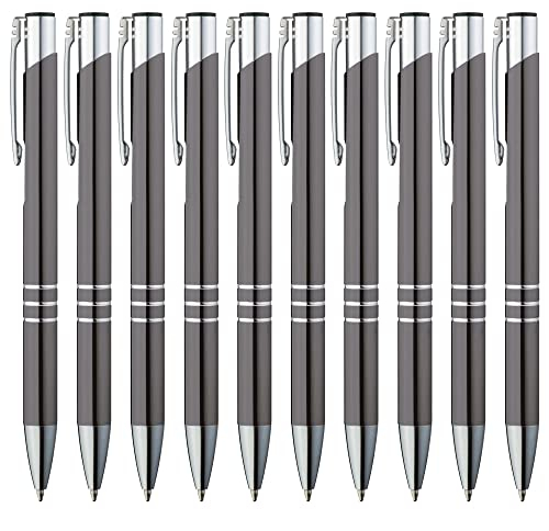 GIMEI Kugelschreiber Grau | 50er Pack graue Stifte | besondere Stifte für leichtes und flüssiges Schreiben, eleganter Kugelschreiber, grauer Stift | Druckstifte mit blauer Tinte