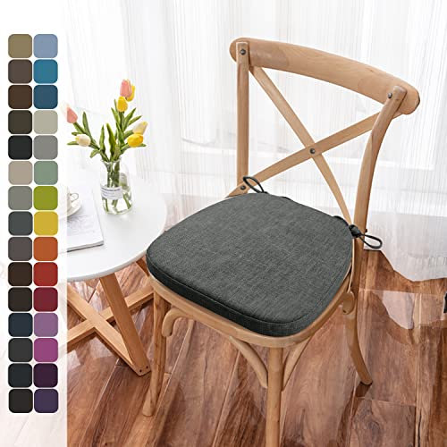 Kimgull Stuhlkissen mit Bändern Bequeme Waschbare Rutschfestes Sitzkissen Ideal für zu Hause und Gartendekoration, viele Farben und Größen zur Auswahl (40x38x5CM Dunkelgrau)