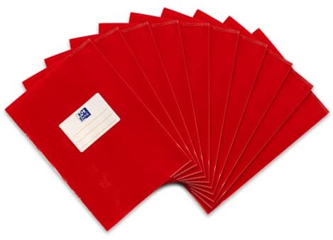 Oxford Hefthülle A5, Bast-Design, Beschriftungsetikett, rot, 10 Stück | Strapazierfähige PP-Hefthülle im A4-Format mit Bast-Strukturprägung, abwischbar sowie schmutz- und feuchtigkeitsabweisend