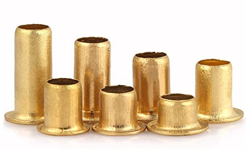 (300 Stück) Messing-Hohlnieten, Kupferösen, M2 x 2 mm, zum Verbinden von Metall, elektrischen Schaltschränken, Leder, Kunststoff usw.