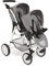 Bayer Chic 2000-Puppenwagen Twinny, Zwillingspuppenwagen für Zwei Puppen, Zwillingsbuggy für Kinder von 4 bis 8 Jahren, Jeans grau, 691-76, 63 x 43 x 77 cm