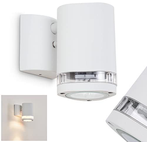 Außenwandleuchte Amyton, Außenleuchte aus Metall/Kunststoff in Weiß/Klar, moderne Wandlampe mit tollem Lichteffekt für Terrasse/Eingangsbereich, 1-flammig, 1 x GU10, ohne Leuchtmittel, IP44