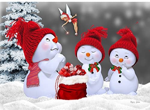 MXJSUA 5D Diamond Painting Weihnachten Bilder, 5D Schneemann Diamant Painting Bilder Erwachsene Weihnachten Set, DIY Diamond Painting Weihnachten Diamant Malerei Set Schneemann im Winter 30x40 CM