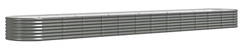 vidaXL Lit Surélevé de Jardin Pot à Fleurs Boîte à Plantes Lit Surélevé Patio Terrasse Extérieur Acier Enduit de Poudre 512x80x36 cm Gris