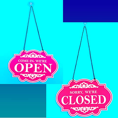 Open and Closed Business-Schild, doppelseitig, wendbar, Come in We're Open and Sorry We're Closed, Schild zum Aufhängen für Restaurant, Club, Café, Hotel, Größe: 250 mm x 170 mm (rosa)