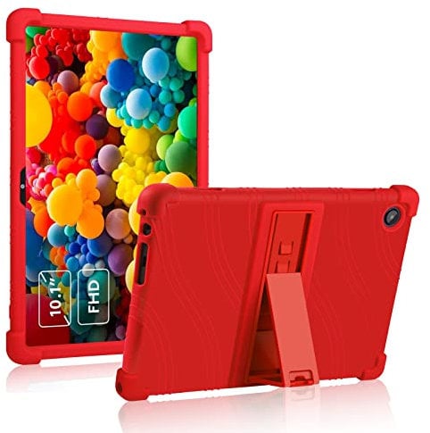 ATOOZ for Lenovo Tab M10 3rd Gen Case 10.1,Soft Silicone Shockproof Case for Lenovo Tab M10 3rd Gen Tablet 2022 (TB-328F/TB-328X) with PC Stand (Red)