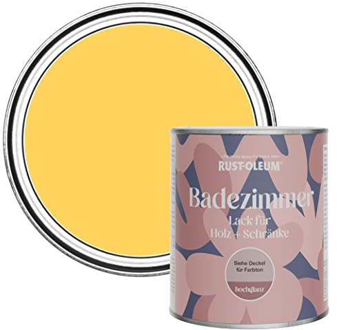 Rust-Oleum Yellow Moisture Resistant Bathroom Wood and Cabinet Paint in Gloss Finish - Lemon Jelly 750ml