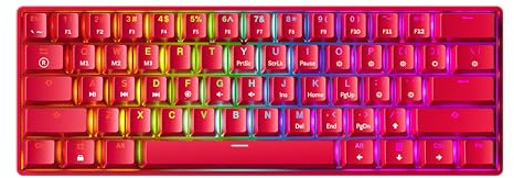 GK61 Teclado Mecánico de Intercambio Rápido para Juegos - 61 Teclas Iluminación RGB LED Multicolor para Jugadores de PC/Mac (Gateron Optical Silver, Rojo)