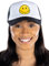 Funky Junque Trucker-Mütze aus Schaumstoff, Schwarz-weißer Hut/gelber Smiley, Einheitsgröße