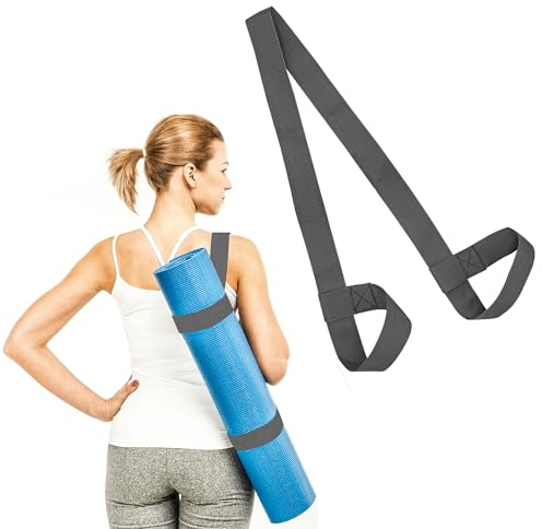 Tragegurt für Yogamatten – Tragen Sie Ihre Yogamatte bequem überall hin mit dem Yogamattengurt aus Baumwolle – Mehrzweck-Schlaufen, leicht und verstellbar