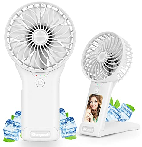 Mini Ventilatore Portatile con Specchio, 3 in 1 Ventilatore USB Ricaricabile con 4 Velocità, 6-20 Ore di Utilizzo, Brezza Forte Ventilatore da Tavolo Silenzioso per Viaggio/Trucco/Campeggio (Bianco)…