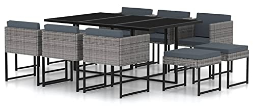 Festnight Rattan Essgruppe 10 Personen Essgruppe Outdoor Gartenmöbel Essgruppe Polyrattan Sitzgruppe 10 Personen Gartengarnitur mit Auflagen Schwarz Balkon Essgruppe Outdoor Terrassenmöbel