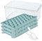 TECHSHARE Round Ice Cube Trays, Ice Ball Maker Mold for Freezer, Circle Ice Cube Tray Making 1in X 111 PCS Ice Ball Chilling Whiskey Cocktail Tea & Coffee(3Pack Blue Ice Trays & Ice Bin & Ice Scoop)