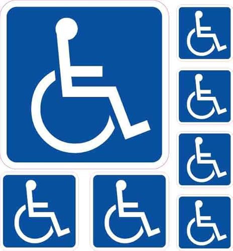 7 x Aufkleber für Behinderte, Auto, Tür, Behinderung, Parkplatz, Toilette