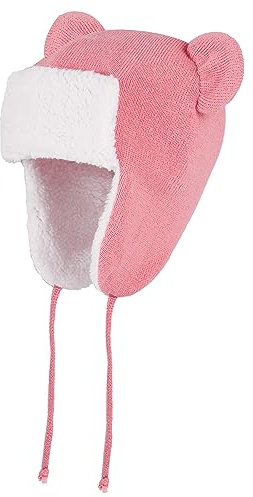 LACOFIA Cappello Invernale Neonato con Orecchie Berretto Beanie Bambino Cappellini a Maglia Foderato in Caldo Pile per Bimbo