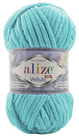 Alize Velluto 100% MicroPolyester Baby Deckengarn Lot of 5 skn 340m 500g Yarn Weight: Super Bulky (Cyan 490)