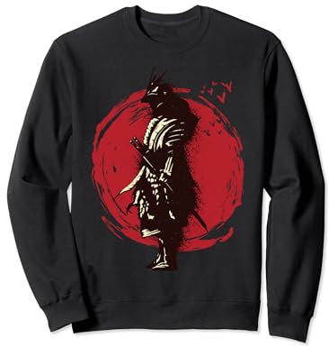 Samurai Fighter Luna Rossa Arte Giapponese Albero della Vita Guerriero Felpa