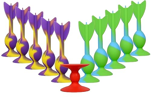 HugOutdoor 10Pcs Saugnapf Darts 12 cm Große Größe Einkopf Silikon Sauger Soft Dart Kinder Sticky Spielzeug Indoor Outdoor Werfen Spiele (E-10+1)