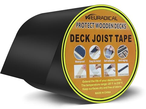 Neuradical Deck Joist Tape 6 x 50' für Decking, 1Pcs Butyl Deck Tape wasserdicht und Anti-Corrosion Flashing Band für oben auf Balken, Rim Joists, unter Balken und Balken (1 Rollen)