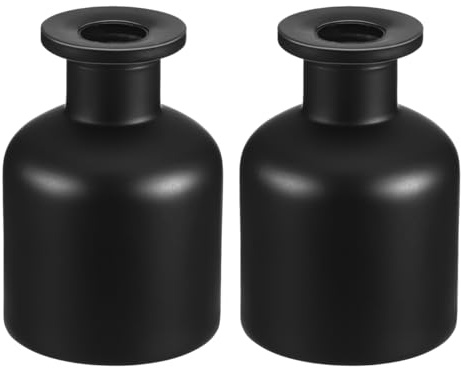 TOPBATHY Empty Diffuser Bottles Refillable Glass Diffuser Bottle Set of 2 Round Fragrance Jars for Reed Aromatherapy Diy Home Office Spa and Wedding Decor