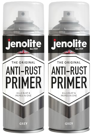 JENOLITE Anti-Rust Primer Spray Paint | GREY | 2x400ml | High Performance Metal Primer | Rust & Corrosion Protection | Primer Paint For Cars, Radiators, Garden Furniture & More