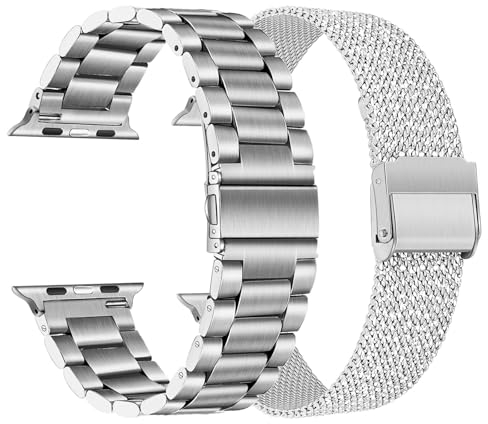 TRUMiRR Sostituzione per Apple Watch Series 9 8 7 41mm/SE (2.Gen) 40mm 38mm Cinturino, Cinturino per orologio in acciaio inossidabile intrecciato per iWatch Apple Watch SE Series 9 8 7 6 5 4 3 2 1