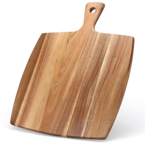Ayiaren Große Holzschneidebretter aus Holz für Küche, Fleisch, Schneidebrett, Brot, Käse, Servierbrett, Akazien-Schneidebrett mit Griff, Metzgerblock, Schnitzbrett, Charcuterie-Platte