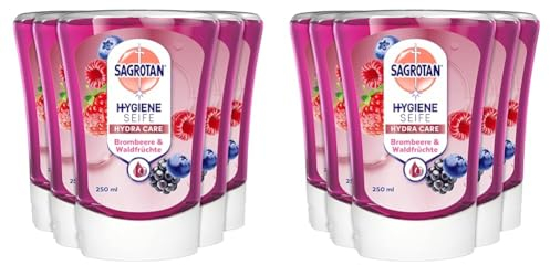 Sagrotan No-Touch Nachfüller Brombeere und Waldfrüchte – Für den automatischen Seifenspender – 5 x 250 ml Handseife (Packung mit 2)