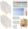 44 Pcs Mini Canvas and Easel, Mini Canvas Painting Set Includes 4x4 Inches Canvas, Paint Brushes, Paint Palette and Acrylfarben, Wooden Mini Easels with Art Canvas for Kids and Artists Art Party