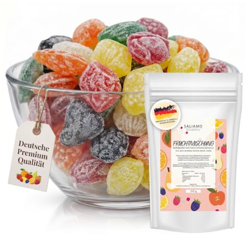 Saliamo | 200g Frucht Bonbons - Edelfrucht Mischung - Retro Fruchtbonbons - Bonbons wie früher - Jahrmarkt Bonbons - Deutsche Manufaktur