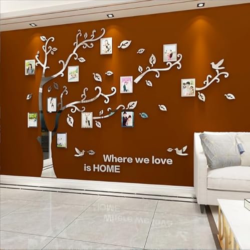 Purekay Wandtattoo Baum 3D DIY Foto Wandsticker Pflanzen Wandaufkleber Groß Kleben Aufkleber Wandbilder für Schlafzimmer Wohnzimmer Kinderzimmer Sofa Hintergrund Wanddeko (Linker Spiegel, L)