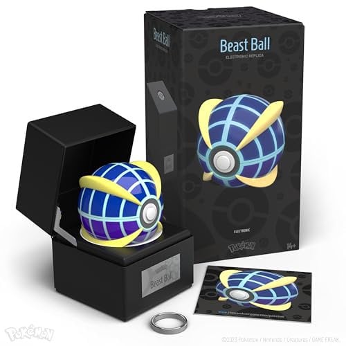 The Wand Company Poké Ball Authentic Replica - Realistic, Electronic, Die-Cast Poké Ball with Display Case Light Features – Officially Licensed by Pokémon