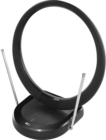 EMOS Antena Interior Digital Activa J0704 para recepción Full HD DVB-T/T2, Dab, con Filtro LTE/5G Integrado y Amplificador de señal Ajustable, 0-25 km