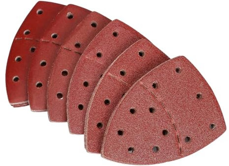 HOHXEN 60pcs Mouse Sanding Sheets Sander Paper Hook and Loop Assorted 40/60/80/120/180/240 Grit Grades for Bosch Multi-Sander PSM 100A, PSM 200 AES, and All Oscillating Multi-Tool